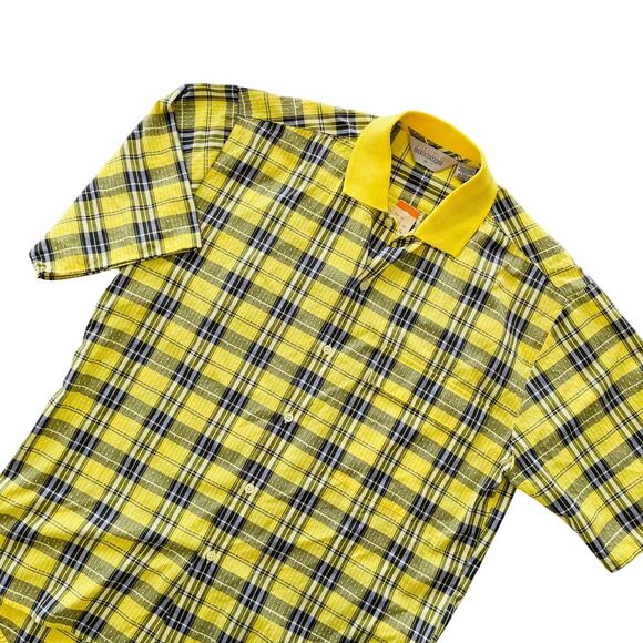 Vintage I'Uomo Sergio Valente Yellow Plaid Short Sleeve NWT Deadstock Medium